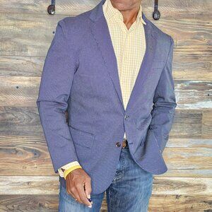 LkNw J. Crew Crosby 100% Cotton Blue Pokadot Dual Vent Blazer Jacket 40S
